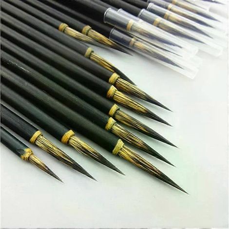 3/4 pinceaux en poils de loup pour calligraphie chinoise, pinceau à dessin avec crochet, pinceau pour calligraphie chinoise, pinceau pour peinture à l'huile, pinceau pour dessin (1/5)