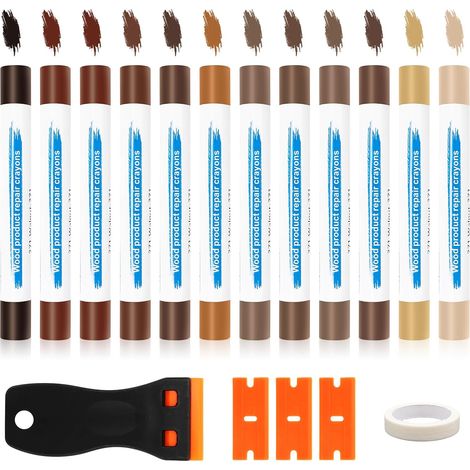 Kit Réparation Parquet 12 couleurs marron, Mastic Bois, Pate a Bois Rebouchage Kit Reparation Carrelage de cire dure pour Stratifié Parquet, Carrelage, Vinyle, PVC, Meubles (1/5)