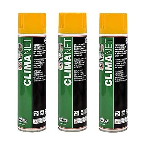 3 X Facot CLIMANET SPRAY Detergente igienizzante antibatterico antimuffa condizionatori 600 ML (1/2)
