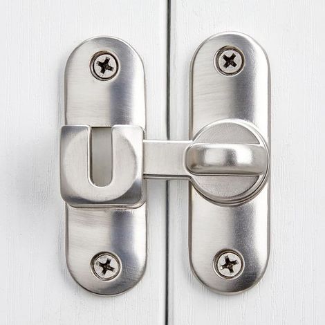 Serrure de porte battante argentée à 90/180 degrés, serrure de sécurité pour porte de confidentialité, serrures de portail, ferrures pour portes de cabanon, fenêtres, portes de jardin, etc. (1/5)