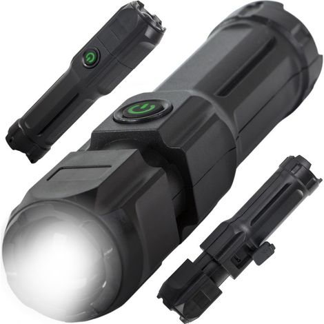 Lampe torche tactique rechargeable, LED XPE, zoomable, 3 modes, micro USB, puissante (1/5)