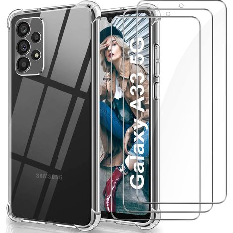 SET CUSTODIA PER SAMSUNG GALAXY A33 5G SILICONE TRASPARENTE + 3 VETRO TEMPERATO (1/5)