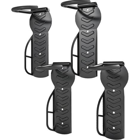 Set mit 4 klappbaren Fahrrad-Wandhaltern aus schwarzem Metall, je 30 kg Tragkraft (1/4)