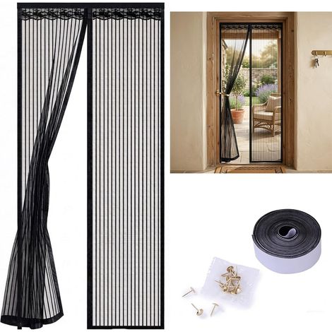 Moustiquaire Porte Magnétique 120x220cm Rideau Anti Mouche en Fibre de (1/5)