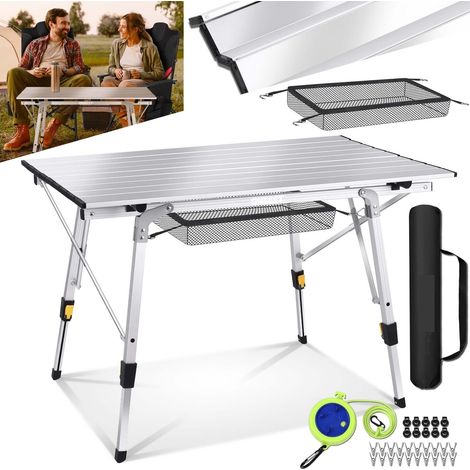 Table de camping 90x53cm pliante portative avec sac de transport robuste et stable Noir (1/5)