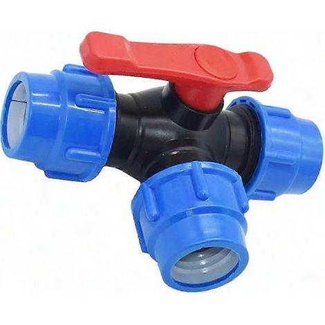 Robinets à boisseau sphérique PVC à trois voies, raccord rapide pour tuyau PE 20/25/32/40/50/63mm, vanne à passage direct, raccord en T à connexion instantanée (1/4)