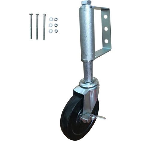 Roulette de Portail à Ressort 10,2 cm avec Frein Intégré – Charge Maximale 113 kg – Patin de Montage Universel – Diamètre 12,7 cm (1/5)