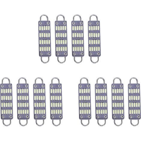 Ampoule LED feston blanche brillante 44 mm, 20 LED SMD à boucle rigide 1,73 pouce, éclairage intérieur de plafonnier/carte LED 561 562 567, lot de 12 (1/5)