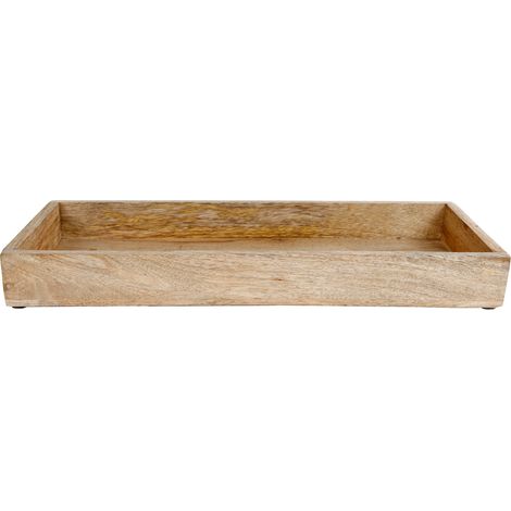 Mango Holz Kerzen Tablett eckig - 39 x 14 cm - Deko Holztablett mit Rand