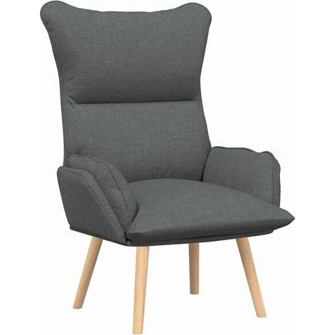 Fauteuil gris foncé, dimensions : 69 x 74 x 93 cm, matériau : tissu et contreplaqué.