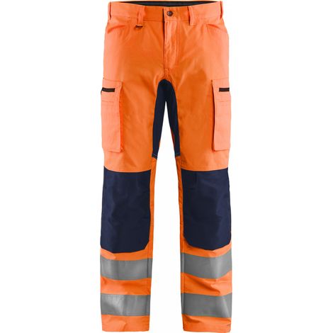 Pantalon de travail haute visibilité stretch artisan 1552 - Orange fluo/Marine M - FR(42) - SE(C48) - Standards (1/4)