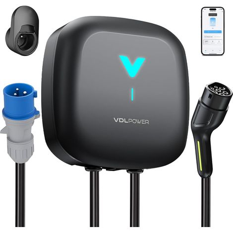 Chargeur ev Type 2, 32A 7KW 6M Monophasé Wallbox avec APP Prend en Charge la Connexion Standard Bluetooth et WiFi pour la Station de Charge ev Prise IEC 62196-2 Standard pour BEV/PHEV (1/5)
