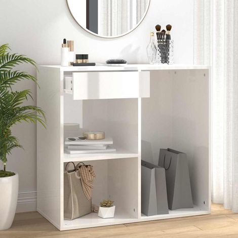Armoire cosmétique-Meuble de rangement Blanc brillant 80x40x75 cm Bois d'ingénierie 663617 (1/5)