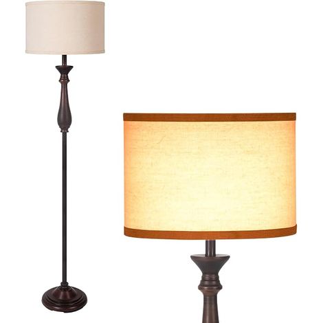 Vintage Floor Lamps 66.2" for Living Room, Mid Century Height Standing Lamp, High Perch Lamp with Linen Shade, Floor Lamps for Reading, Bedroom (Dark Brown) (1/5)