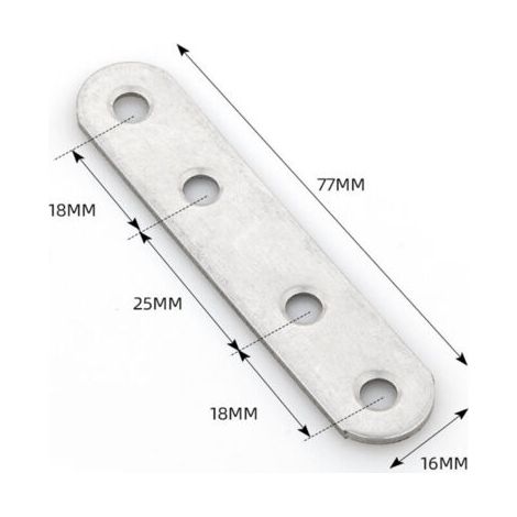 20 PCS Plaques d'assemblage perforée plates (77 x 16 x 1.8mm) Plaques de raccord Plaques de connexion, Supports de Fixation Droits Plats Métalliques, en acier galvanisé