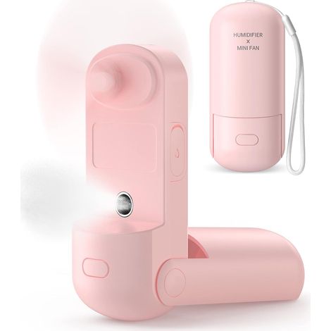 Ventilateur portable. Ventilateur brumisateur 3 en 1. Mini ventilateur portable fonctionnant sur batterie rechargeable. 3 vitesses réglables. (1/4)