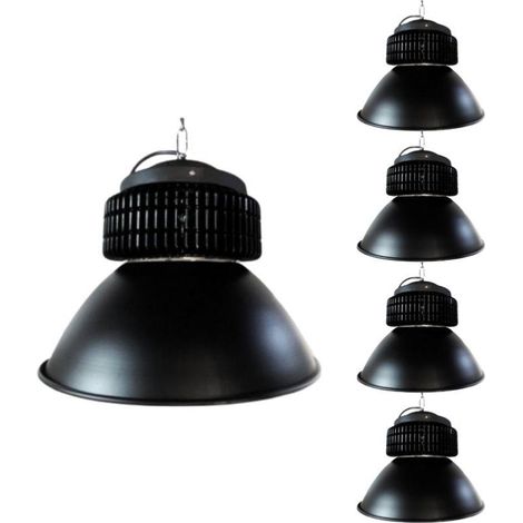 Cloche LED Industrielle 150W 120° NOIR - Pack de 5 - Blanc Froid 6000K - 8000K - SILAMP (1/6)