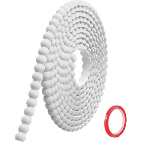 5M x 10mmMoulure Murale Décorative Adhésive Blanc Moulure en PVC Flexible avec Bordure Perlée 3D, Baguette de Finition Hydrofuge pour Cadre de Miroir