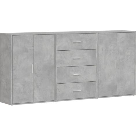 Sideboards 3 Stk. Betongrau 60x31x84 cm Holzwerkstoff vidaXL