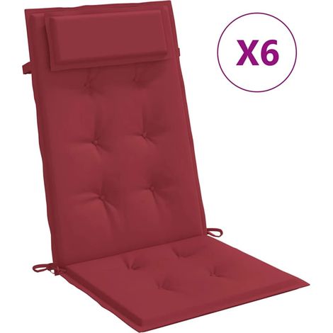 Coussins de chaise à dossier haut lot de 6 rouge bordeaux (1/5)