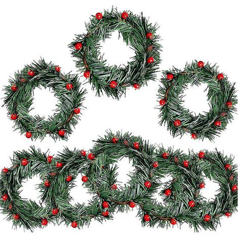 8 anneaux de bougie en forme de baies de houx pour décoration de guirlande de Noël -- (1/5)