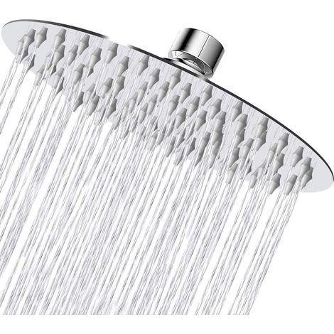 Pommeau de douche rond haute pression de 30,5 cm, ultra fin en acier inoxydable 304 haut débit avec buse en silicone, Douche Accessoire, Douchette Salle de Bain – Chrome (1/5)
