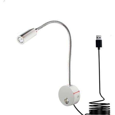 Lampe flexible à col de cygne - 40 cm Argent, Modèle B [sans adaptateur] - Applique murale flexible à col de cygne (1/5)