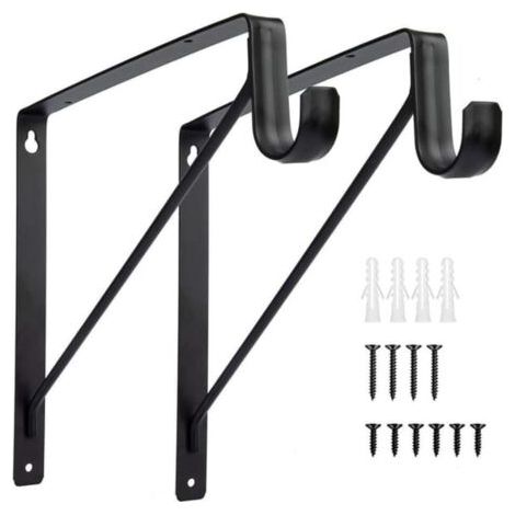 Lot de 2 supports de tringle de placard robustes à fixation murale, support de tringle à vêtements noir (1/5)