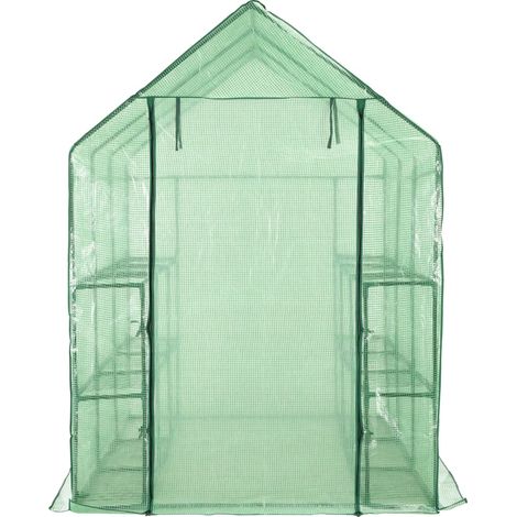 vidaXL Walk-in Greenhouse with 12 Shelves Steel 143x214x196 cm