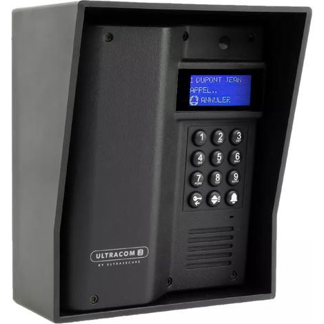 Platine de rue 600 mètres autonome sans-fil longue distance - UltraCOM3 NOIRE + visière noire (1/5)