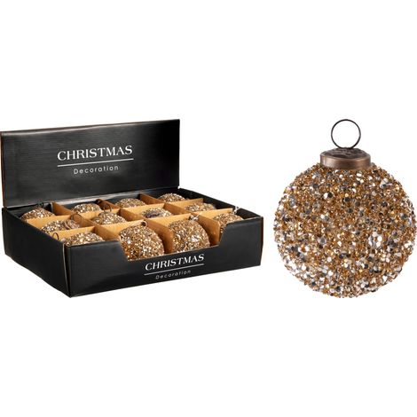 Pallina di Natale in vetro 8 cm oro PERAGA CHRISTMAS