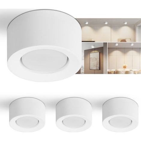 ZMH Plafonnier 4ER Applique Montage Spot blanc : Projecteur de montage rond Lampe de plafond Couloir Moderne Spots de plafond GX53 Max.10W pour cuisine Salle à manger - Sans ampoule (1/5)