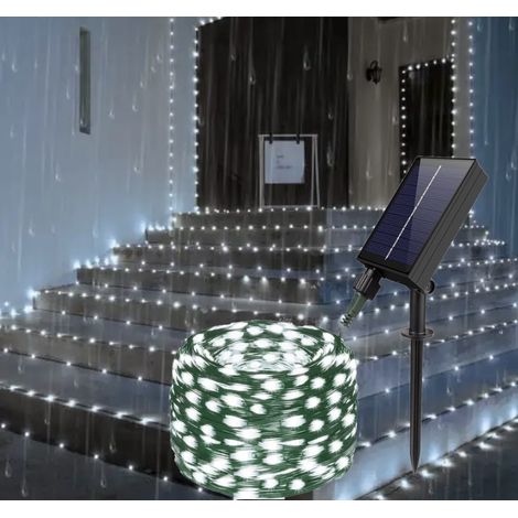 Luci di Natale catena da esterno 20 mt di 200 micro LED a ricarica Solare e USB luce Fredda cavo Verde (1/3)