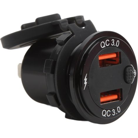 Doppelter USB-Kfz-Ladeadapter mit Schnellanschluss und roter digitaler Voltmeteranzeige, 12–24 V DC für Boot, Motorrad, LKW (1/5)