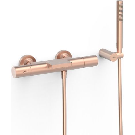 Robinet thermostatique mural pour baignoire et douche Or Rose Mat 24K OVER-WALL - TRES 19017428OPM (1/2)