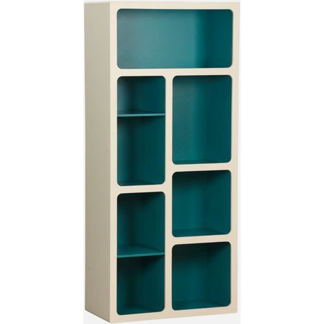 Libreria organica in legno bicolore con 8 scomparti