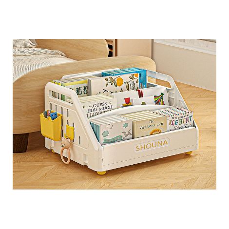 Bibliothèque enfant blanche à plusieurs niveaux étagère de table pour albums illustrés rangement polyvalent adapté fenêtre chevet maternelle bébé éveil lecture (1/5)