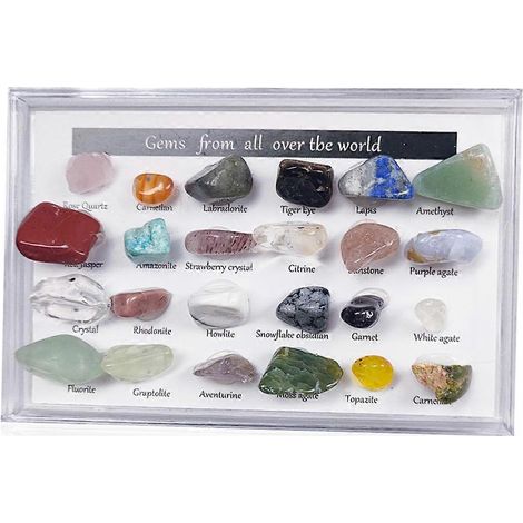 24 Stück Heilkristalle, Chakra-Steine, bunte Edelsteine, Erzproben, polierte Steine, geologisches Lehrmaterial