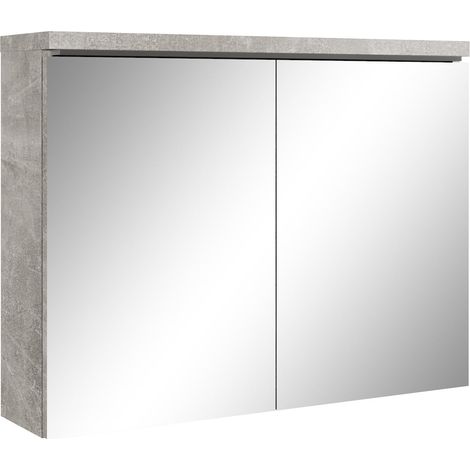Armadietto a specchio Paso 80 x 60cm Grigio Cemento - specchio armadietto bagno