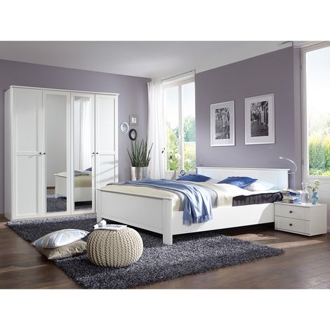 Schlafzimmer Set 3-teilig CROPANI-43 mit Bett 100x200 in weiß (1/5)