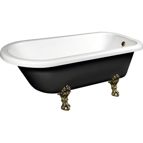 FOXTROT Bain de haute qualité 170x75x64cm, Jambes de bronze, noir/blanc (1/5)