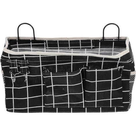 Panier de rangement mural suspendu pour lit, en lin, à repasser, 37 x 12 x 20 cm, à suspendre (1 pièce) (1/5)