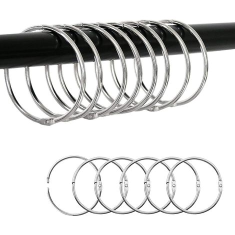 Anneaux de rideau de douche ouvrables INF, 30 pièces, argent, 60 mm (1/5)