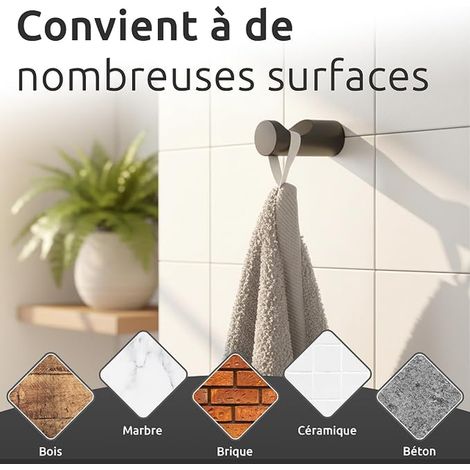 Crochets Porte-Serviettes Patère Salle de Bain Inox 304 Noir (1/3)
