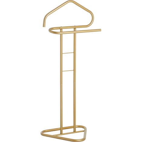 Idimex – Valet de chambre en métal laqué or – Support pantalon et veste – Design moderne et épuré – Dimensions 107 x 45 x 36 cm