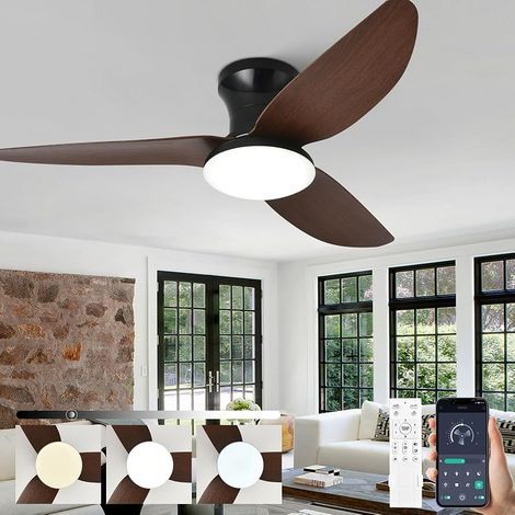 Ventilateur De Plafond Silencieux Avec Lumiere Et Telecommande , 100cm Moderne LED Lustre Avec Ventilateur 3 Pales , Dimmable 6 Vitesses Réversible DC Motor Pour Salon , Bureau , Chambre-Grain de b (1/5)
