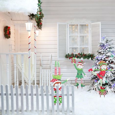Piquet de Jardin Lutin de Noël en Métal, Décoration Extérieure pour Fêtes (1/5)