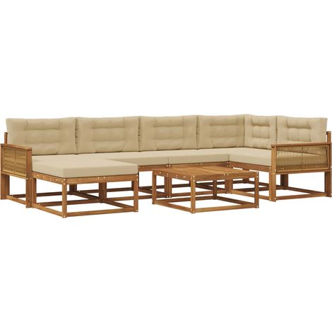 Outdoor Sofa Set with Cushion 7 pcs Natural and Beige vidaXL (1/5)