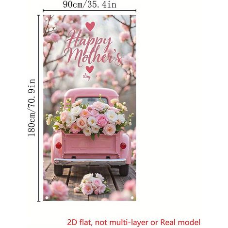 Décoration florale tulipe pour la fête des mères : rideau de porte extérieur, bannière - 90 x 180 cm - 14
