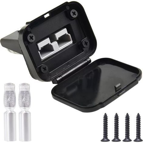 Anderson Connecteur 120 A, base de panneau mâle compatible avec fiche Anderson, pour voiture, camping-car, caravane, moto, bateau (noir) (1/5)